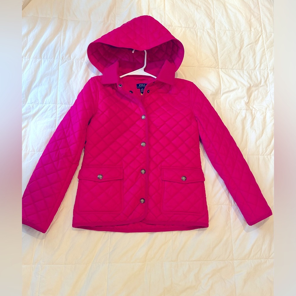 Polo Ralph Lauren Hot Pink Quilted Jacket Girls Size Large 12-14